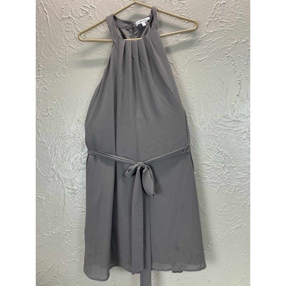 Norah Anthropologie Belted Halter Dress‎ Gray Lined Womens Size Medium